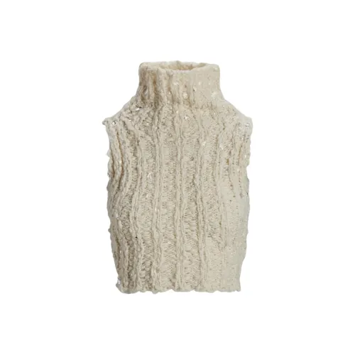 Ralph Lauren Collection Embellished Без рукавов Водолазка Женские Экрю