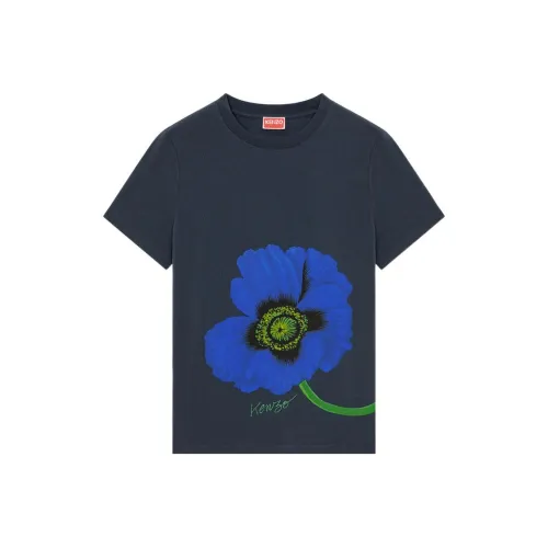 KENZO Poppy Flower Series Темно-синие Женские Рубашки T