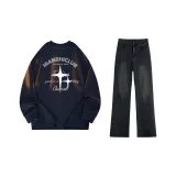 Темно-синий синий (с длинным рукавом) + черный серый джинсы