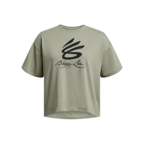 Under Armour Брюс Ли Co Branded Модель Зеленая Женская Футболка
