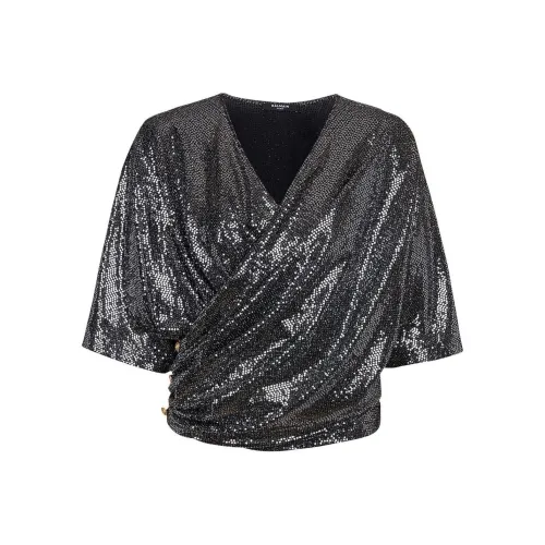 BALMAIN SS22 Стандартная T-рубашка Женская Серебряный