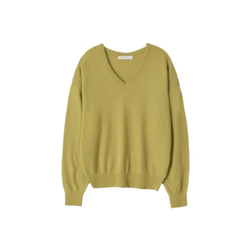 NOTHING WRITTEN Puno V Neck Пуловер Свитер Женский Оливковый Оливковый