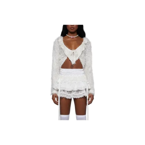 Dolls Kill Sugar Thrillz Never Too Much Кардиган CROP TOP Женские Белый White