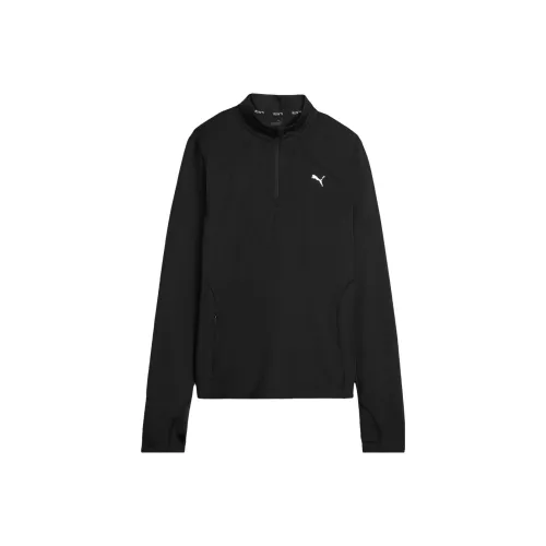 PUMA RUN CLOUDSPUN Трикотажная рубашка с заплаткой на молнии женская черная