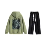 Комплект (Мох Зеленый Топ + Черные Джинсы)