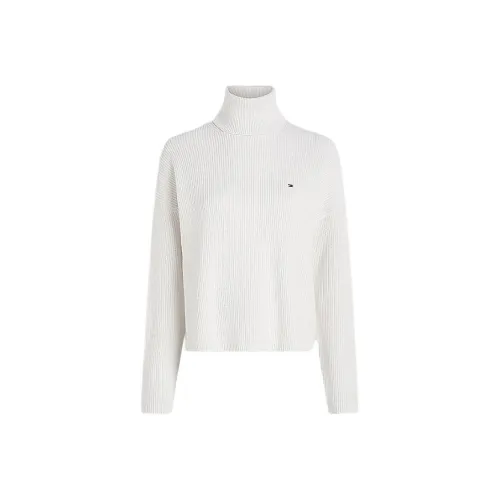 Tommy Hilfiger Воротник-труба ребристый свитер женский белый