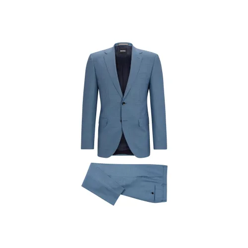 Hugo Boss Обычный крой костюм в микропереплетенном узоре новый шерсть деловой костюм для мужчин синий