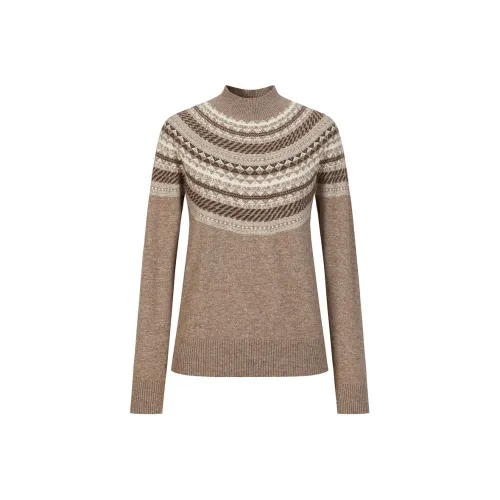 JZ. ANNAKRO Свитер Женский Цветочный Светлый Кофейный