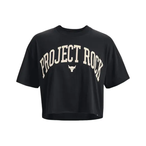 Under Armour FW22 Круглый вырез Облегающий Короткий рукав Т-рубашка Женская Черная