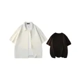 Одежда Набор (Белая укороченная рубашка с коротким рукавом + Черная футболка)