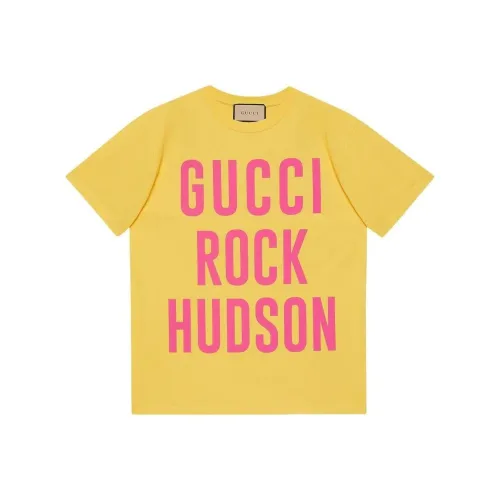 GUCCI SS22 Рукав с оборванным плечом T-рубашка Женская Желтая