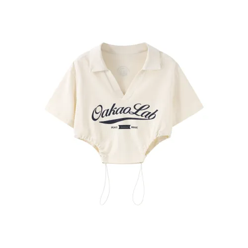 OAKAO Экрю Женские Короткие Топы