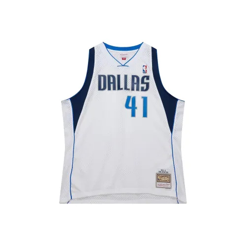 MITCHELL NESS Баскетбольная Джерси SW Фанатская версия Маверикс Nowitzki Мужская Белая