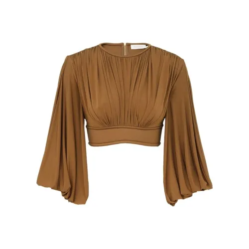 Zimmermann SS25 Стандартный Однотонный Круглый вырез Пуловер Женский Хаки