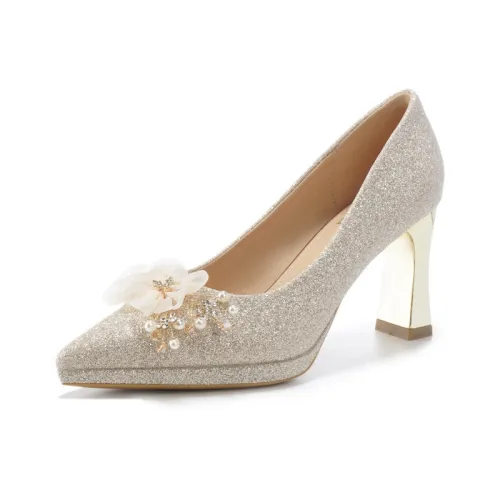 Lanza Грубый каблук Высокие каблуки Женские Шампанское