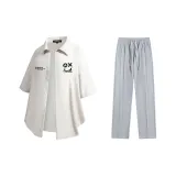 Комплект (Ecru рубашка + серые повседневные штаны)