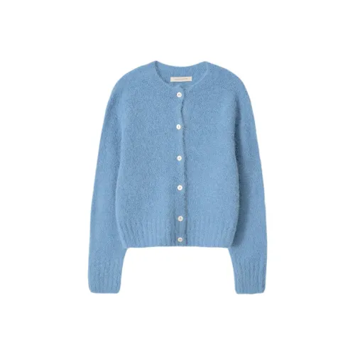 NOTHING WRITTEN Alpaca Knit Кардиган Свитер Женские Детский Синий Светло-Синий