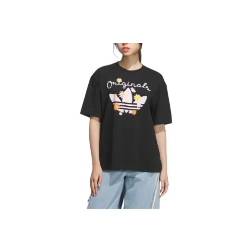 Adidas Originals Т-рубашка с рукавом-трубой женская черная