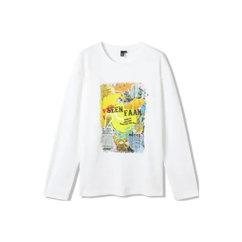 SEENFAAN FW22 Длинный рукав Т-рубашка Унисекс Белый