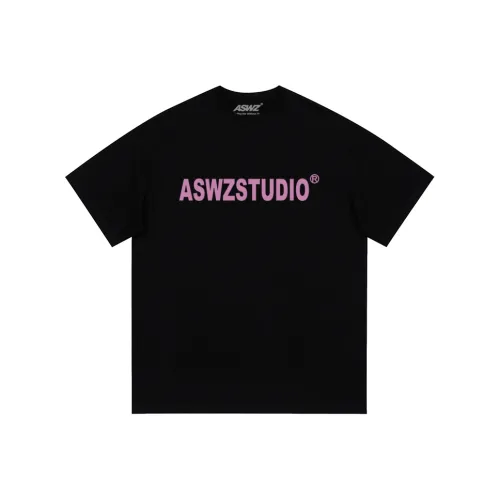 ASWZ Круглый вырез Свободный крой Прямой крой Короткий рукав Т-рубашка Женская