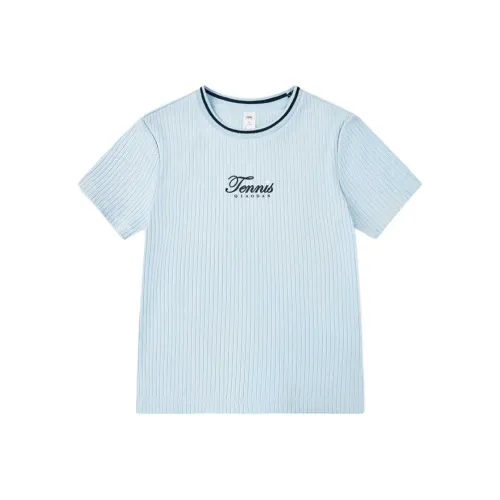 QIAODAN T Рубашка Женская Лазурь Morning Синий Подкладочная ткань Джордан Белая Ткань окрашенная в пряжу