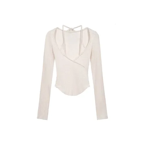 PAIN OR PLEASURE Весна-осень Регулярная Рубашка T Женская Абрикос