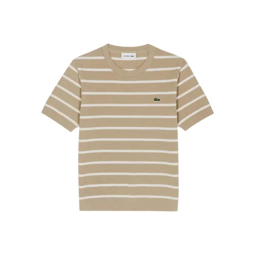 LACOSTE Коричневый/белый Женские футболки