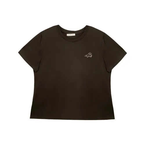 WUPODAMANVZHUANG T-рубашка Женская Темно-серая С следами