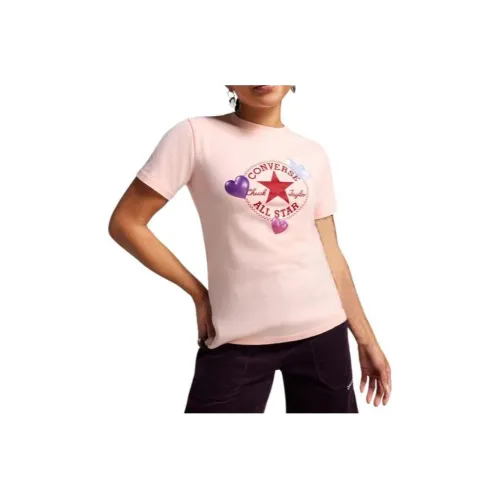 Конверс Y2K Heart Облегающий крой T-рубашка T-рубашка Женская Розовая