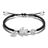 Подвеска с иероглифом "Фу" Браслет с китайскими благословенными животными - Черный
