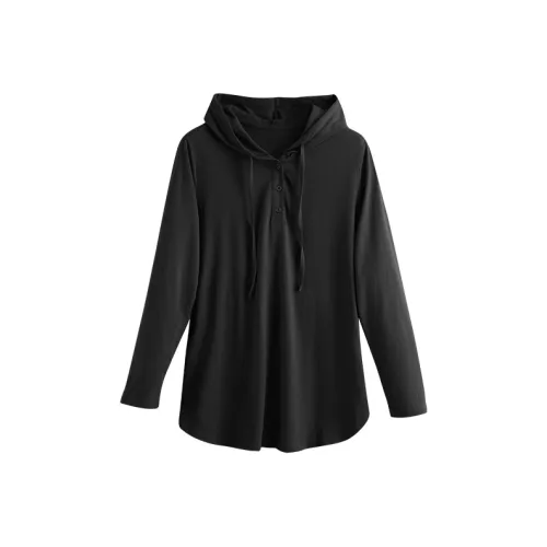 MSSHE Весна Свободный крой С капюшоном Длинный рукав Т-рубашка Женская