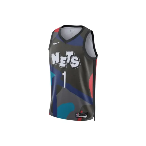 Nike x KAWS совместный бренд Баскетбольная Джерси Городское издание 2023 24 сезона Brooklyn Nets Mickel Bridges размер 1 мужской черный