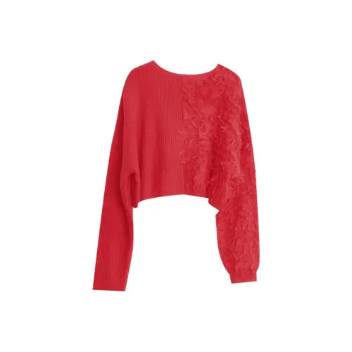 Roey Wang Свободный крой Свитер Весна-осень Зимний Женский Красный