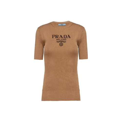 PRADA SS23 CROP TOP Женский Верблюжий Коричневый