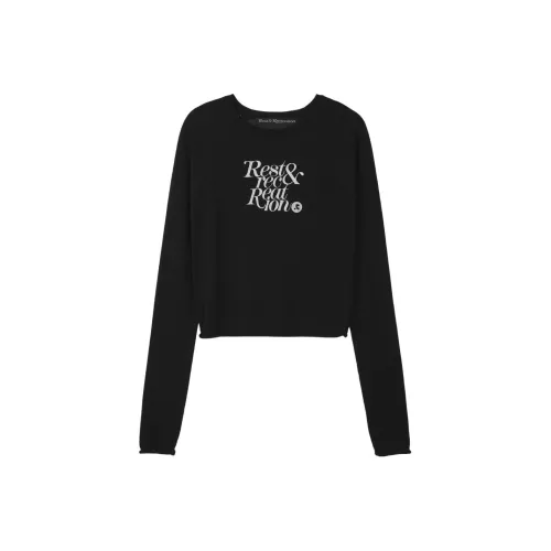 Rest Recreation Реглан Длинный рукав Вязаный Свитер Женский Черный Черный