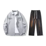 Комплект (Серый топ + Черные джинсы)