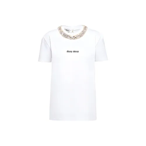 MIU MIU FW22 Стандартная футболка Женская Белая