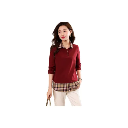 ZHUSHIFANGYUAN T-рубашка женская бордового цвета