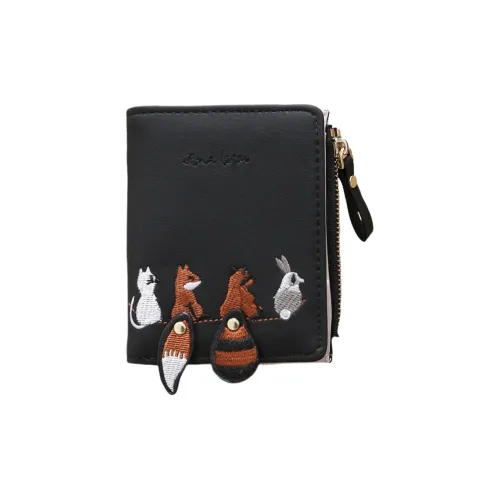 REDOO ПУ (полиуретан) Кошелек Женские Черный серый