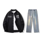 Комплект одежды (Черный топ + Винтажные синие джинсы)