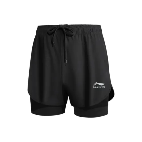 Шорты для спорта с подкладкой мужские черные