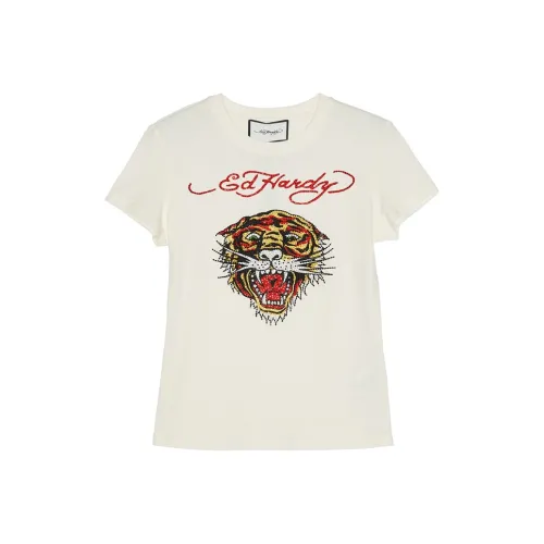 Ed Hardy Classic Series Слоновая кость Женские футболки