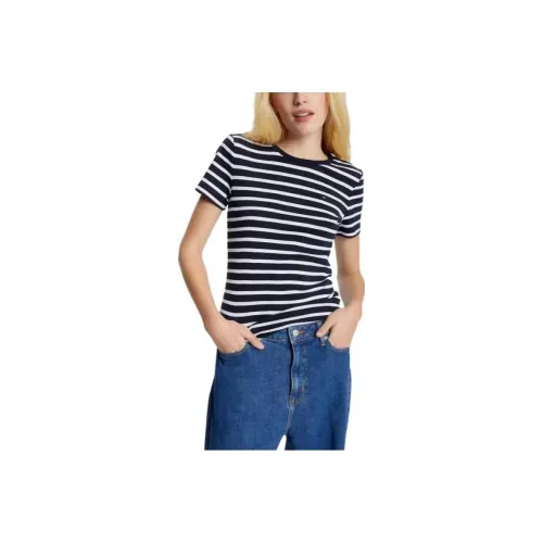 Tommy Hilfiger FW23 Favorite Stripe T Рубашка T Рубашки Polos Desert Sky MULTI T Рубашка Женские Navy Синий