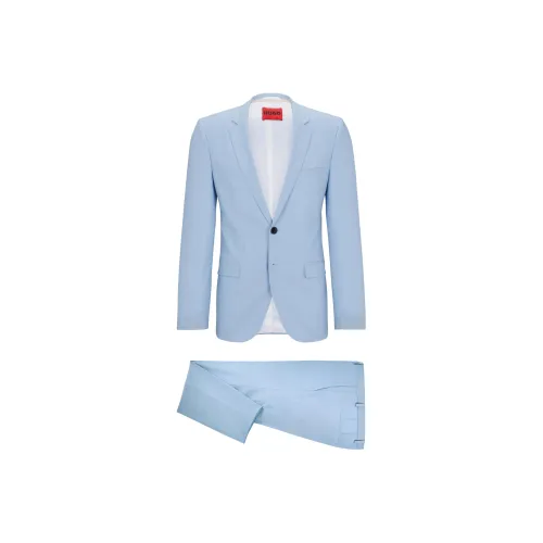 Hugo Boss Extra Slim Fit Костюм с эластичной тканью для выступлений Бизнес костюм Мужской Светло-синий