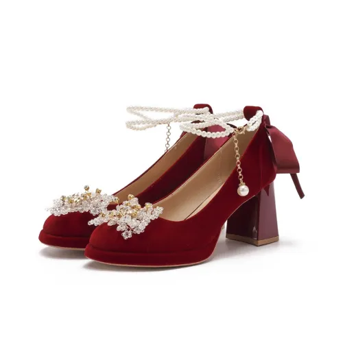 Lanza Грубый каблук Высокие каблуки Женские Красный