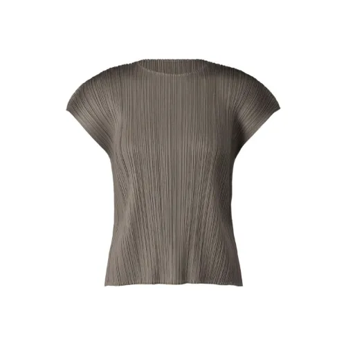 PLEATS PLEASE ISSEY MIYAKE SS22 Стандартная рубашка T для женщин цвет угольно-коричневый