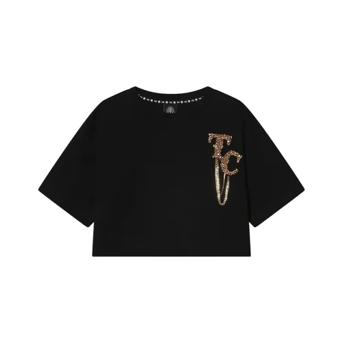 TCH Черная основа с золотым логотипом Женские короткие топы