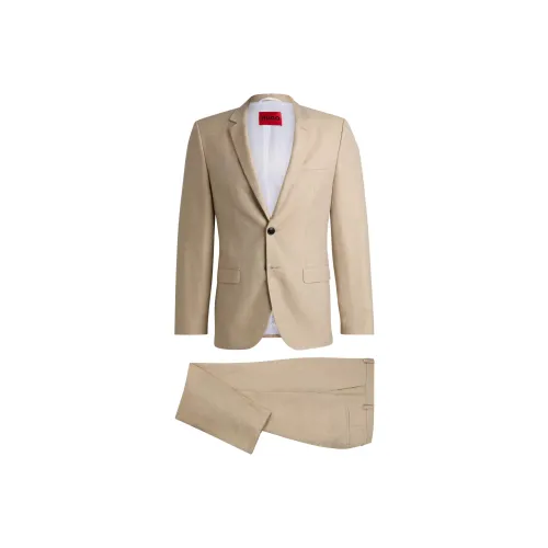 Hugo Boss Extra Slim Fit костюм из льняной ткани с смесью шамбре мужской деловой костюм светлый умбра