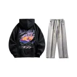 Комплект (Черный топ + Светло-синие джинсы)