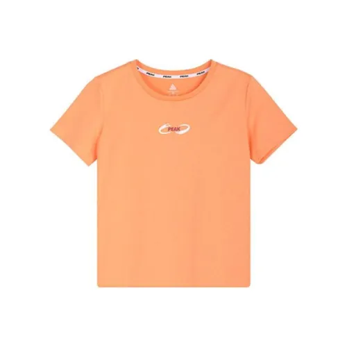 PEAK Круглый вырез Облегающий Прямой крой Короткий рукав Т-рубашка Женская Smoothie Оранжевый